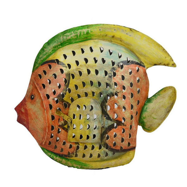 Decorative Painted Metal Fish, Multicolor Metal Textured, 20 Inch -BM334991