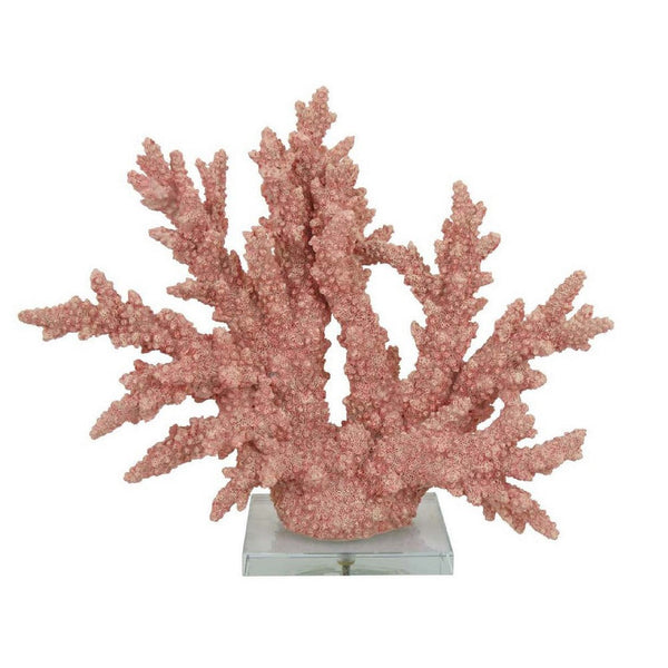 Coral Tabletop Decoration, Pink Resin with Acrylic Base, 13 Inch -BM334992