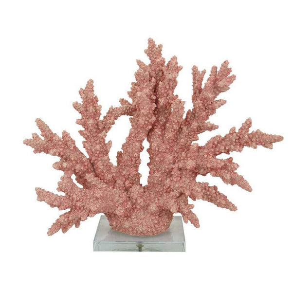 Coral Tabletop Decoration, Pink Resin with Acrylic Base, 13 Inch -BM334992