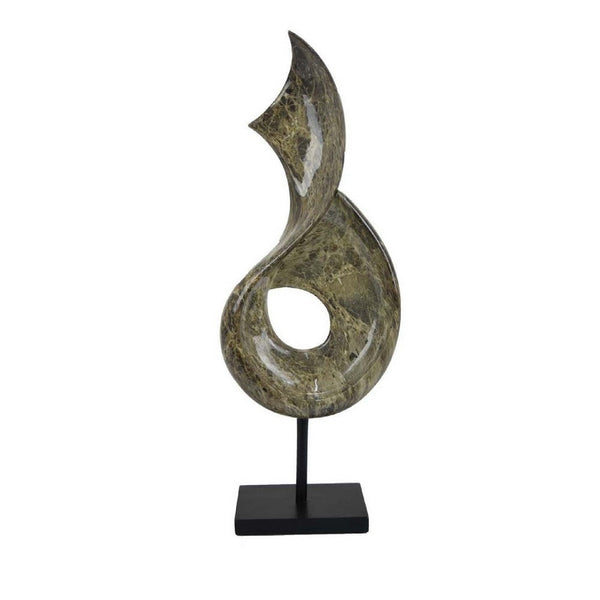Tabletop Accent Decor, Gray Green Resin, Black Metal Support, 22 Inch -BM334994