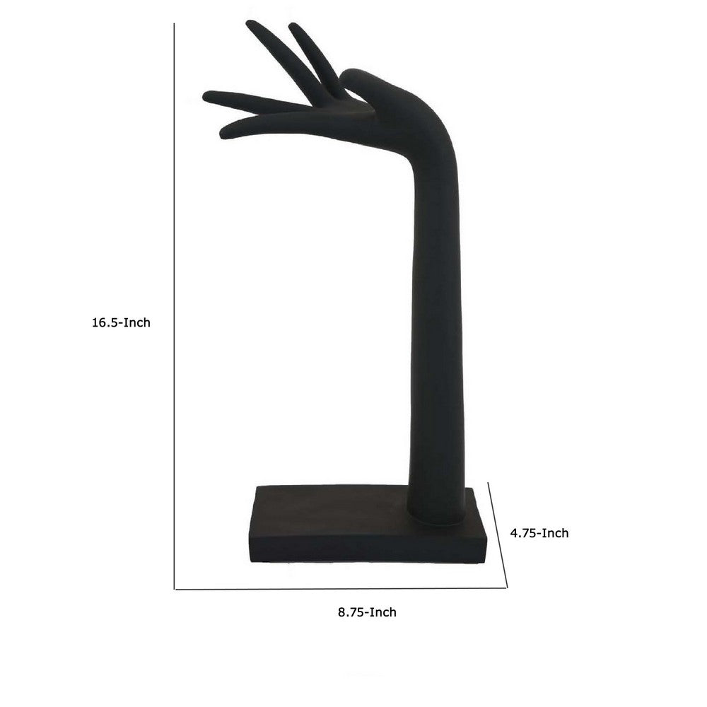 Hand Sculpture Accent Figurine, Contemporary Black Resin, 17 Inch -BM334995
