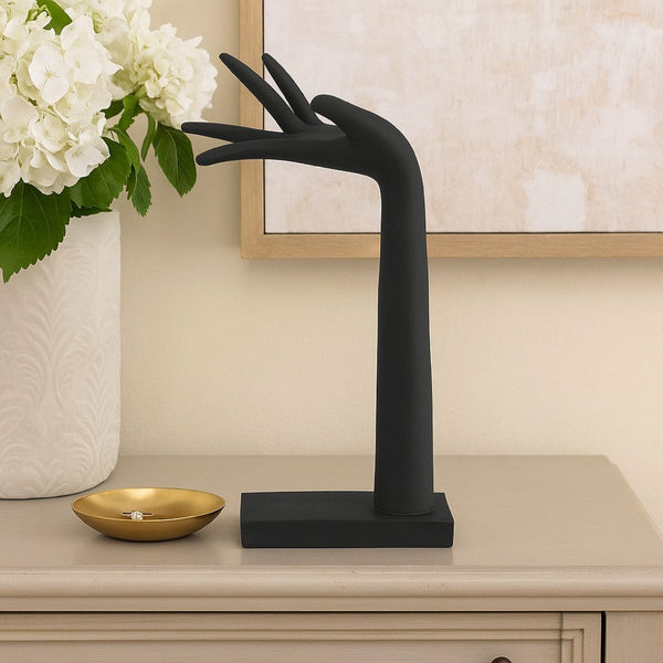 Hand Sculpture Accent Figurine, Contemporary Black Resin, 17 Inch -BM334995