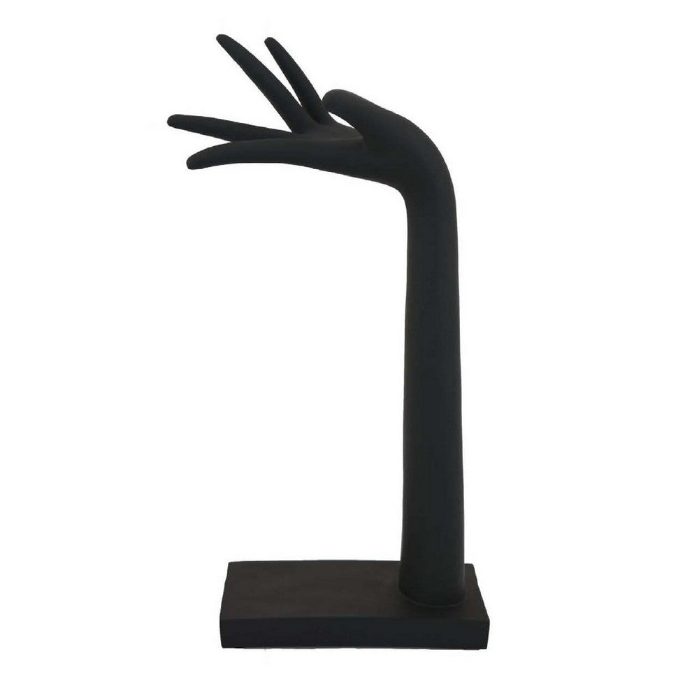 Hand Sculpture Accent Figurine, Contemporary Black Resin, 17 Inch -BM334995