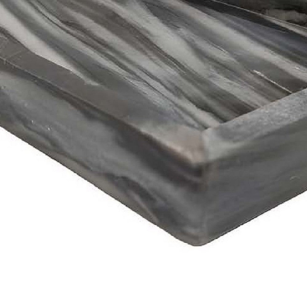 Myla Decorative Marble Tray, Unique Veining Patterns Gray, 14 Inch -BM334998