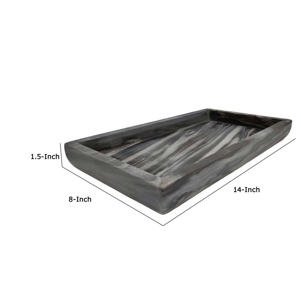 Myla Decorative Marble Tray, Unique Veining Patterns Gray, 14 Inch -BM334998