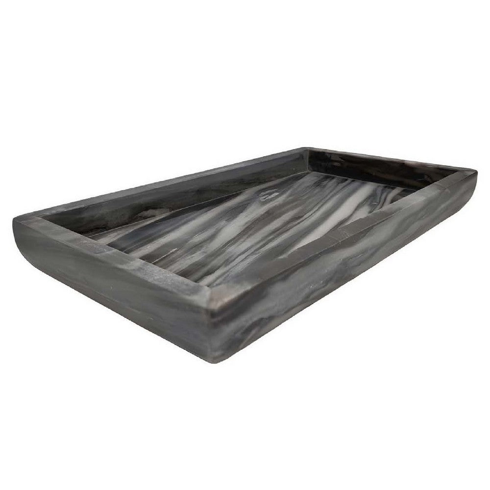 Myla Decorative Marble Tray, Unique Veining Patterns Gray, 14 Inch -BM334998