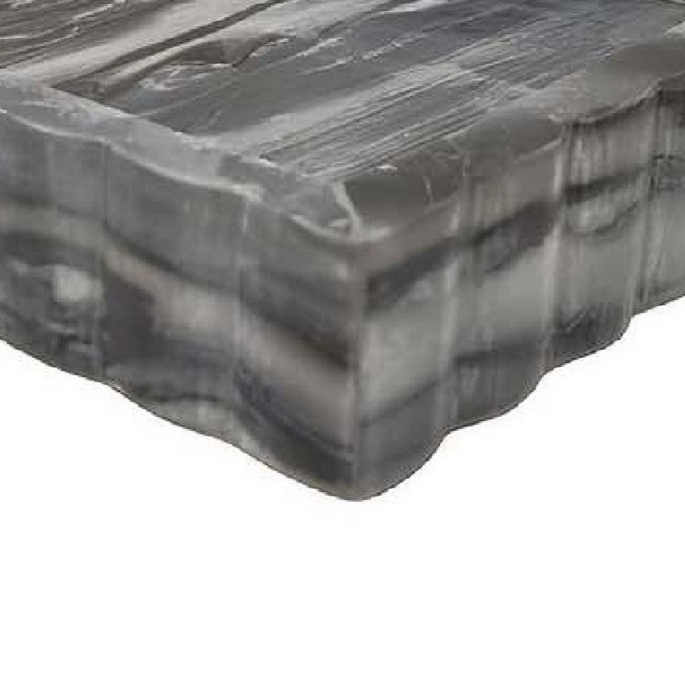 Myla Decorative Marble Tray, Subtle Gray Scalloped Edges, 14 Inch -BM335000