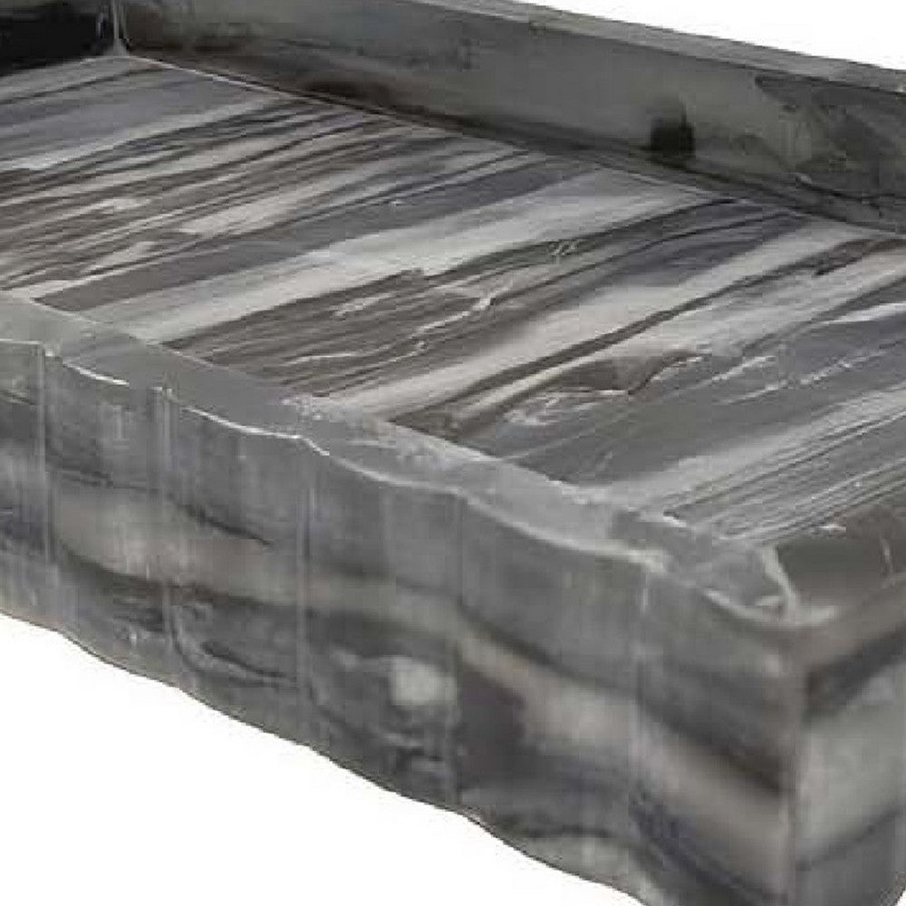 Myla Decorative Marble Tray, Subtle Gray Scalloped Edges, 14 Inch -BM335000