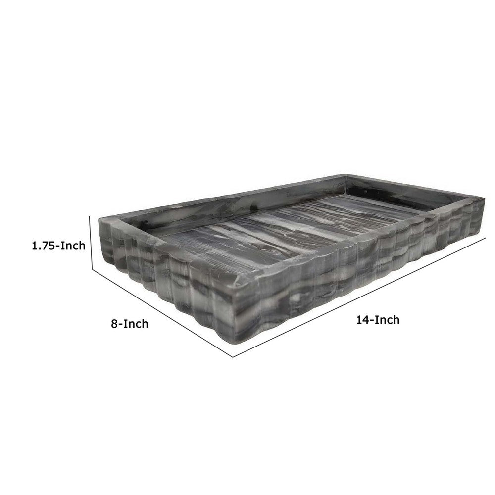 Myla Decorative Marble Tray, Subtle Gray Scalloped Edges, 14 Inch -BM335000