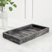 Myla Decorative Marble Tray, Subtle Gray Scalloped Edges, 14 Inch -BM335000