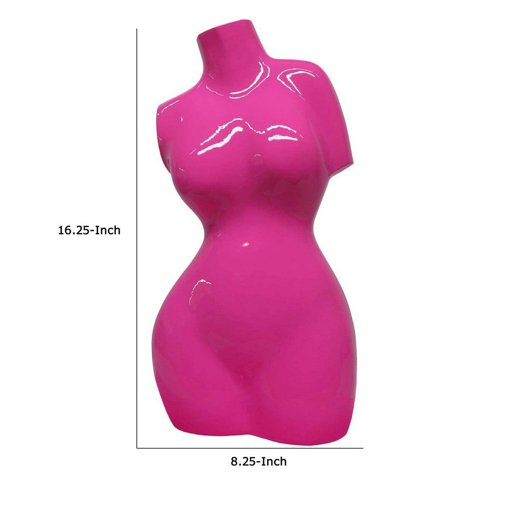 Pink Torso Benzara Female Torso Tabletop Decor, Bright Pink Resin Sculptural Bust ...
