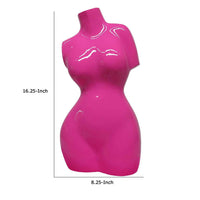 Female Torso Tabletop Decor, Bright Pink Resin Sculptural Bust 16 Inch -BM335001