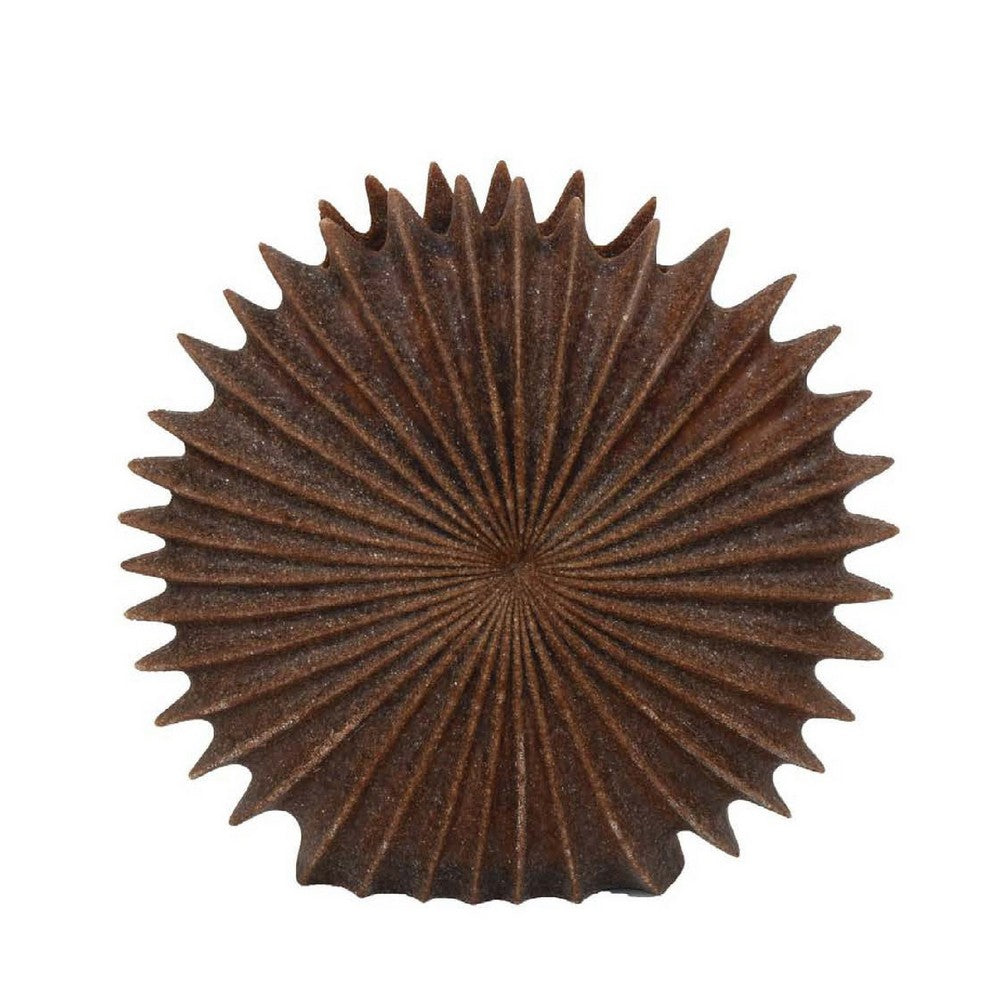 Accent Vase, Dark Brown Resin, Sunburst Pattern Textured, 14 Inch -BM335003
