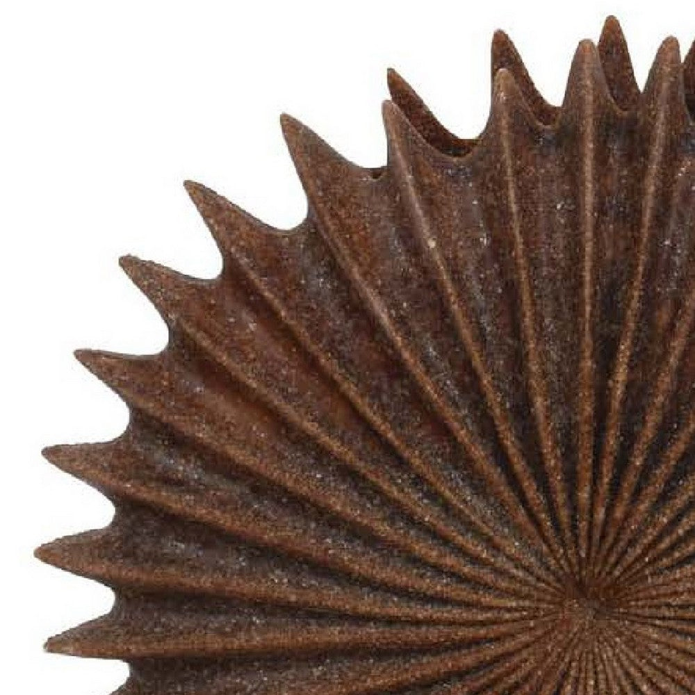 Accent Vase, Dark Brown Resin, Sunburst Pattern Textured, 14 Inch -BM335003