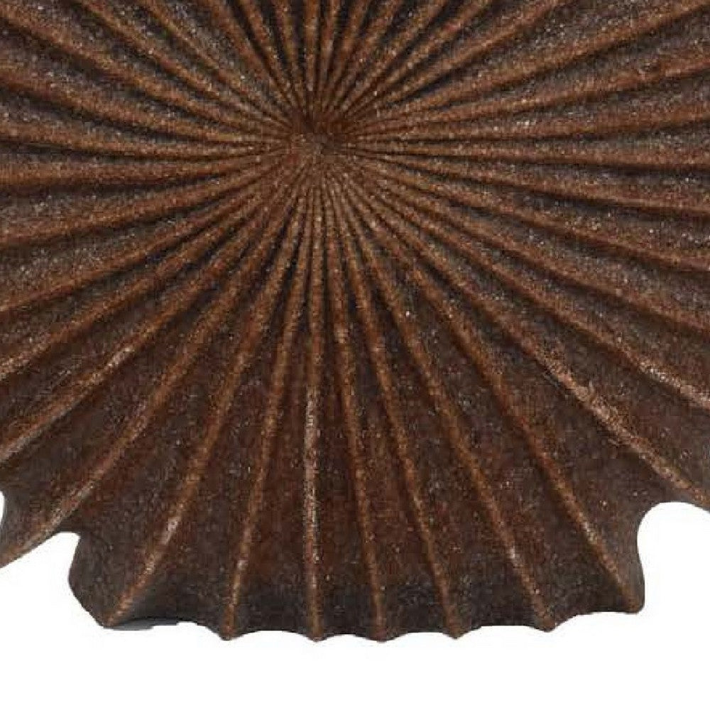 Accent Vase, Dark Brown Resin, Sunburst Pattern Textured, 14 Inch -BM335003