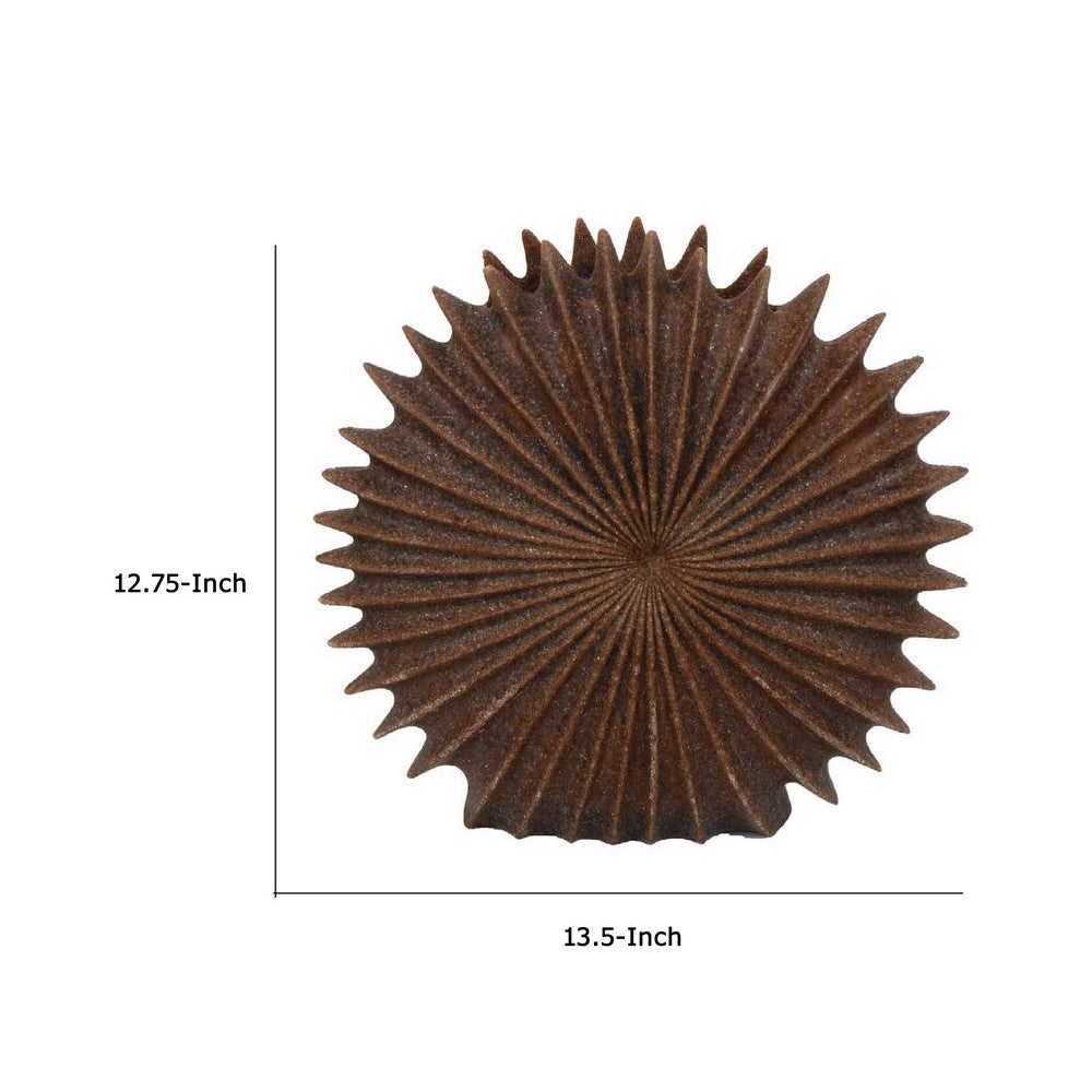 Accent Vase, Dark Brown Resin, Sunburst Pattern Textured, 14 Inch -BM335003
