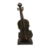 Violin Tabletop Decor, Dark Bronze Resin, Rectangular Base, 18 Inch -BM335004