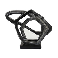 Abstract Decorative Tabletop Sculpture, Gray Resin Geometric, 17 Inch -BM335006