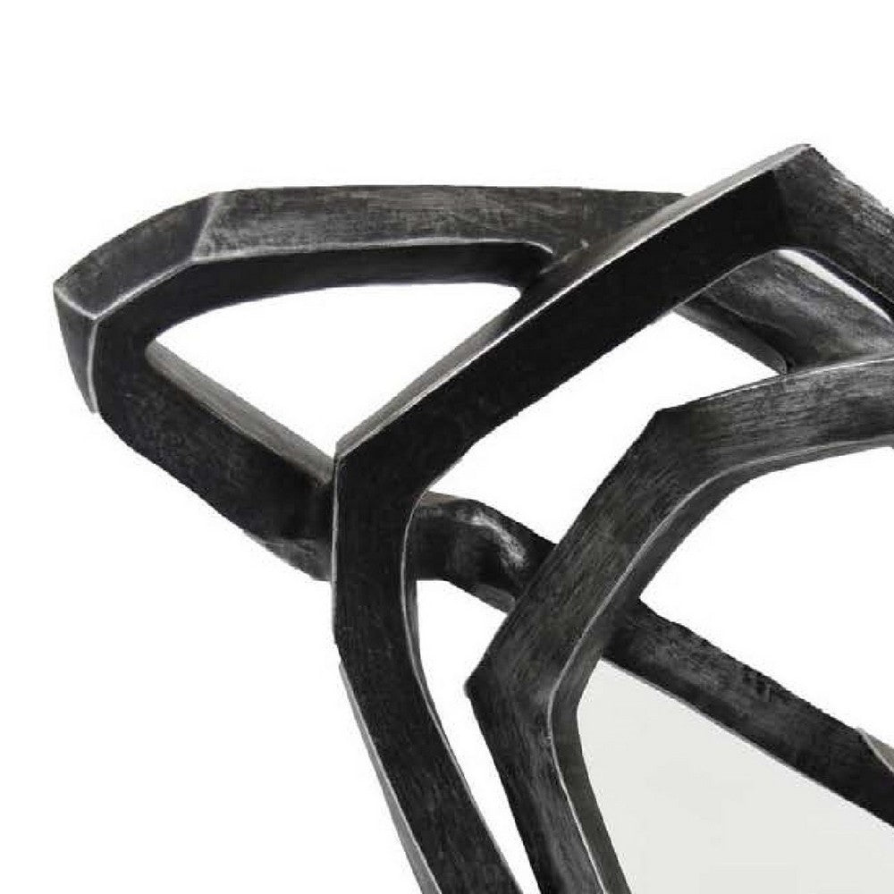 Abstract Decorative Tabletop Sculpture, Gray Resin Geometric, 17 Inch -BM335006