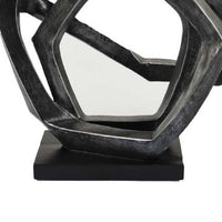 Abstract Decorative Tabletop Sculpture, Gray Resin Geometric, 17 Inch -BM335006