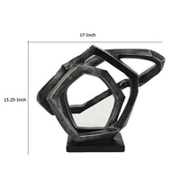 Abstract Decorative Tabletop Sculpture, Gray Resin Geometric, 17 Inch -BM335006