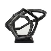 Abstract Decorative Tabletop Sculpture, Gray Resin Geometric, 17 Inch -BM335006