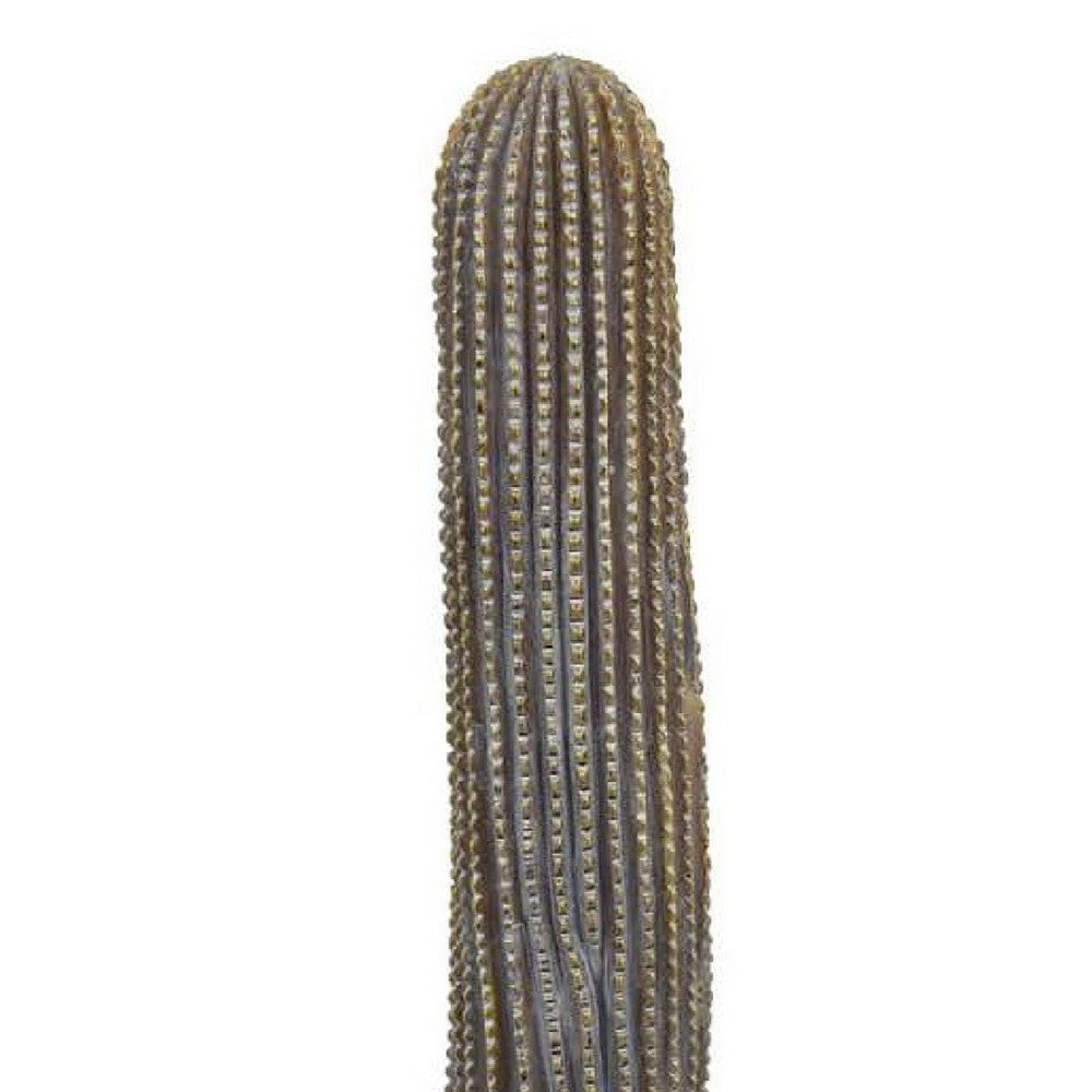 Decorative Cactus Statuette, Gray Resin Sculpted Rocky Base, 20 Inch -BM335007