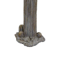 Decorative Cactus Statuette, Gray Resin Sculpted Rocky Base, 20 Inch -BM335007