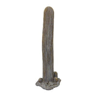 Decorative Cactus Statuette, Gray Resin Sculpted Rocky Base, 20 Inch -BM335007
