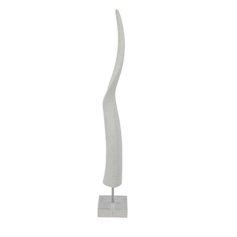 Linaa Decorative Antler Horn, White Resin Clear Acrylic Base, 32 Inch -BM335009