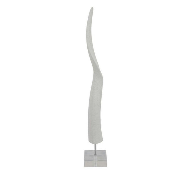 Linaa Decorative Antler Horn, White Resin Clear Acrylic Base, 32 Inch -BM335009