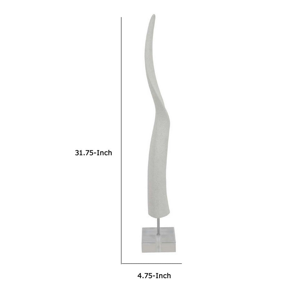 Linaa Decorative Antler Horn, White Resin Clear Acrylic Base, 32 Inch -BM335009