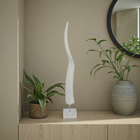Linaa Decorative Antler Horn, White Resin Clear Acrylic Base, 32 Inch -BM335009