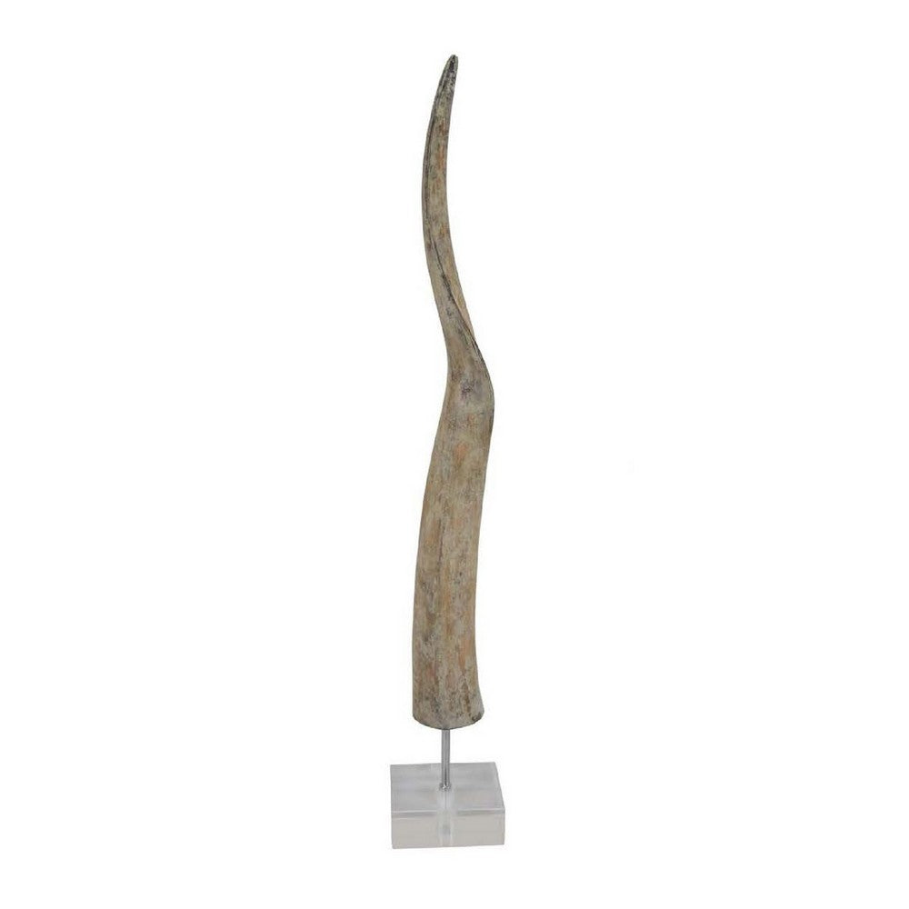 Linaa Decorative Antler Horn, Brown Resin Clear Acrylic Base, 32 Inch -BM335010