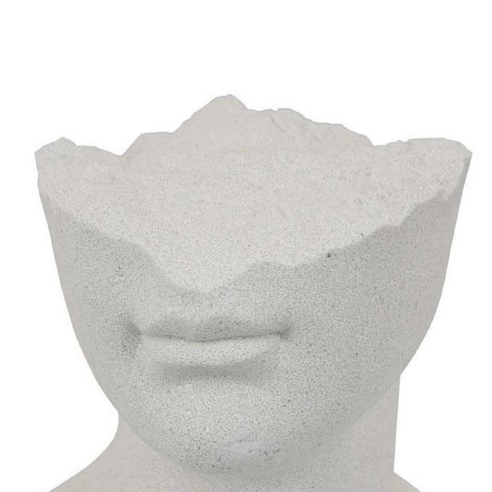Head Statuette Tabletop Decor, White Resin, Fragmented Bust, 11 Inch -BM335011
