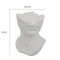 Head Statuette Tabletop Decor, White Resin, Fragmented Bust, 11 Inch -BM335011