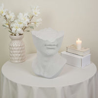 Head Statuette Tabletop Decor, White Resin, Fragmented Bust, 11 Inch -BM335011