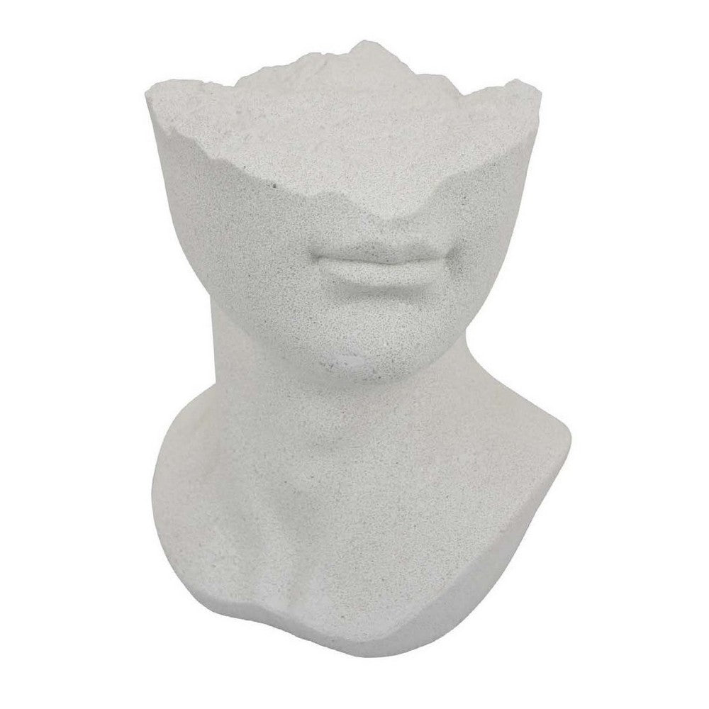 Head Statuette Tabletop Decor, White Resin, Fragmented Bust, 11 Inch -BM335011