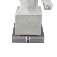 Horse Head Decor, White Resin Frame, Gray Acrylic Base 13 Inch -BM335012