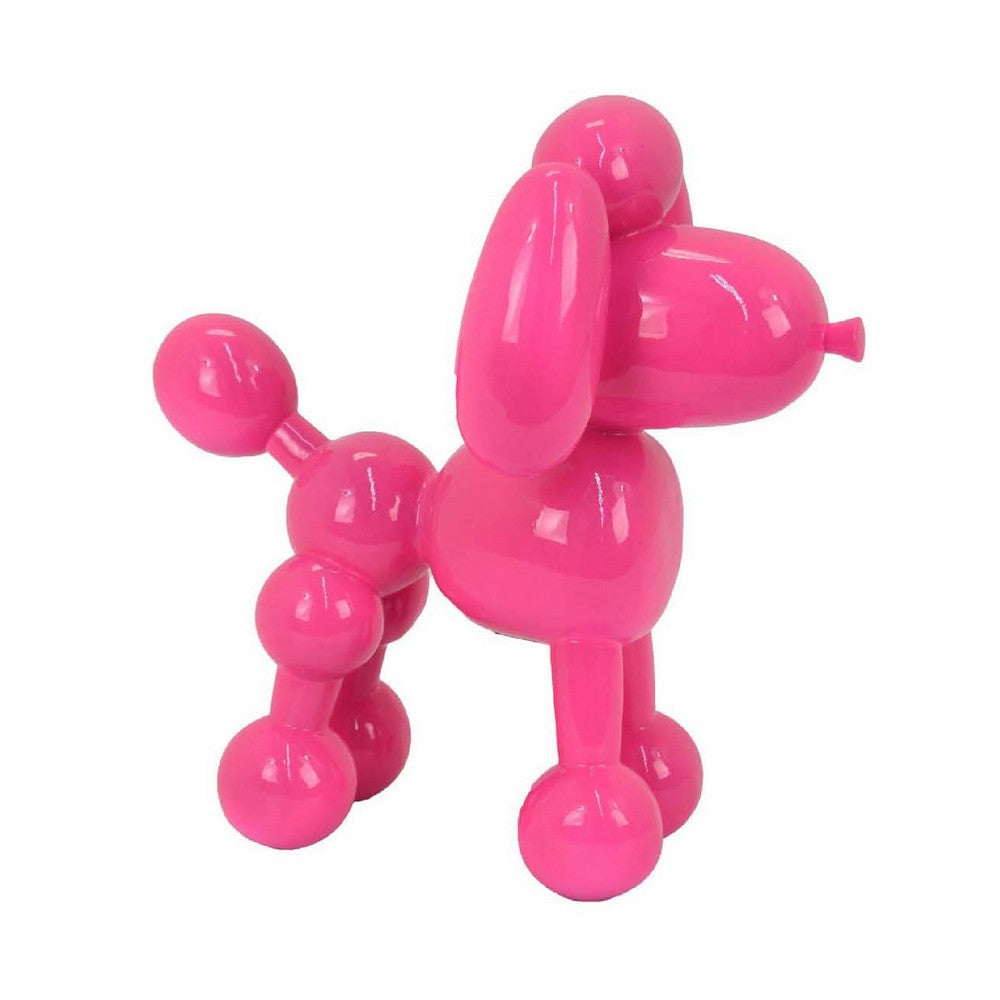 Balloon Dog Accent Decor, Bright Pink Resin, Intricate Details 12 Inch -BM335014