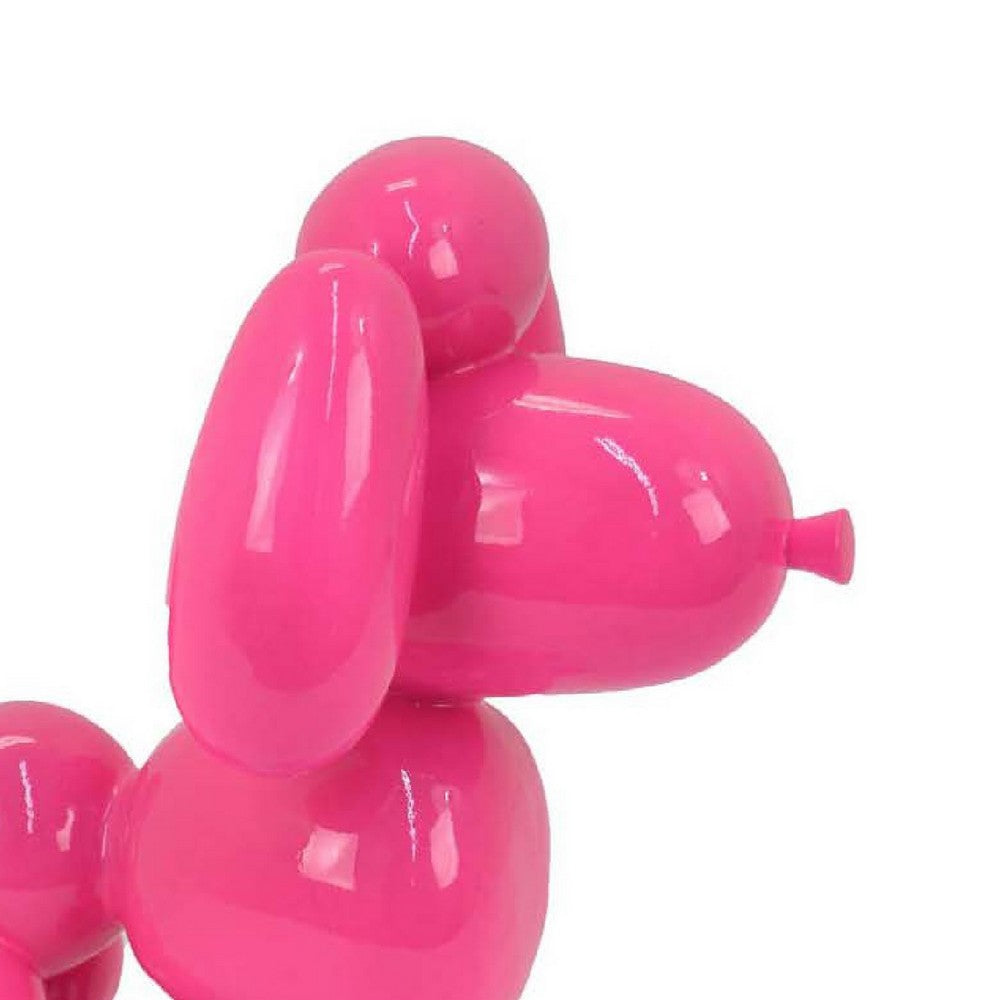 Balloon Dog Accent Decor, Bright Pink Resin, Intricate Details 12 Inch -BM335014