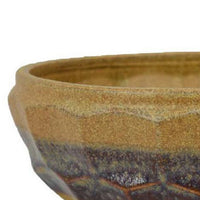 Decorative Bowl, Brown, Gray Ceramic, Intricate Geometric 12 Inch -BM335017