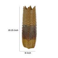 Decorative Vase, Brown, Gray Ceramic Undulating Pattern, 20 Inch -BM335018