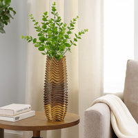 Decorative Vase, Brown, Gray Ceramic Undulating Pattern, 20 Inch -BM335018