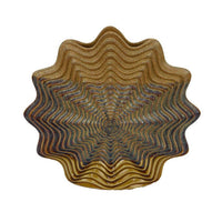 Decorative Vase, Brown, Gray Ceramic, Unique Radial Rosette, 16 Inch -BM335019