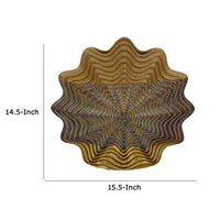 Decorative Vase, Brown, Gray Ceramic, Unique Radial Rosette, 16 Inch -BM335019