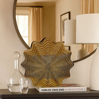 Decorative Vase, Brown, Gray Ceramic, Unique Radial Rosette, 16 Inch -BM335019