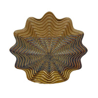 Decorative Vase, Brown, Gray Ceramic, Unique Radial Rosette, 16 Inch -BM335019
