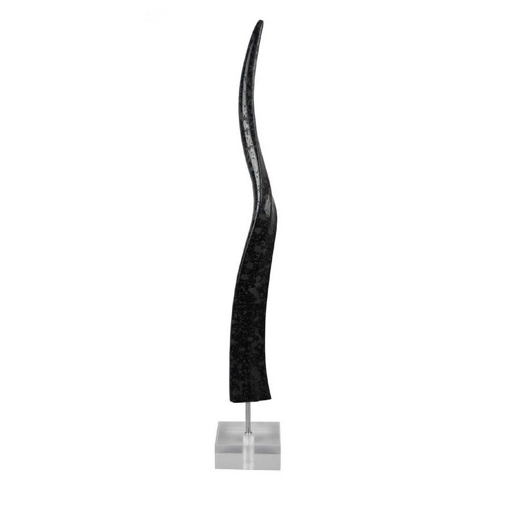 Linaa Horn Antler Black Resin, Chrome Metal, Clear Acrylic, 32 Inch -BM335020