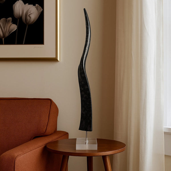 Linaa Horn Antler Black Resin, Chrome Metal, Clear Acrylic, 32 Inch -BM335020